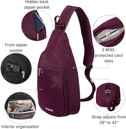 Daily Sling - Lightweight 12.6"x7.5" Sling Crossbody Bag with Convertible Adjustable Shoulder Strap