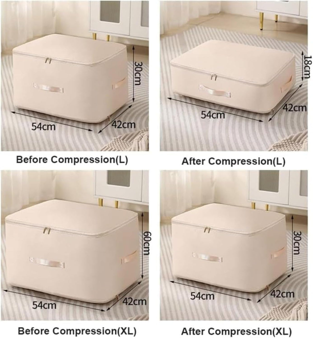 Compression Bags for Storage, 2026 Upgrade Ultra Space Saving Self Compression Organizer Compression Packing Cubes for Travel Sweater Organizer for Closet Clothes Storage Bag (Grey, L+XL)