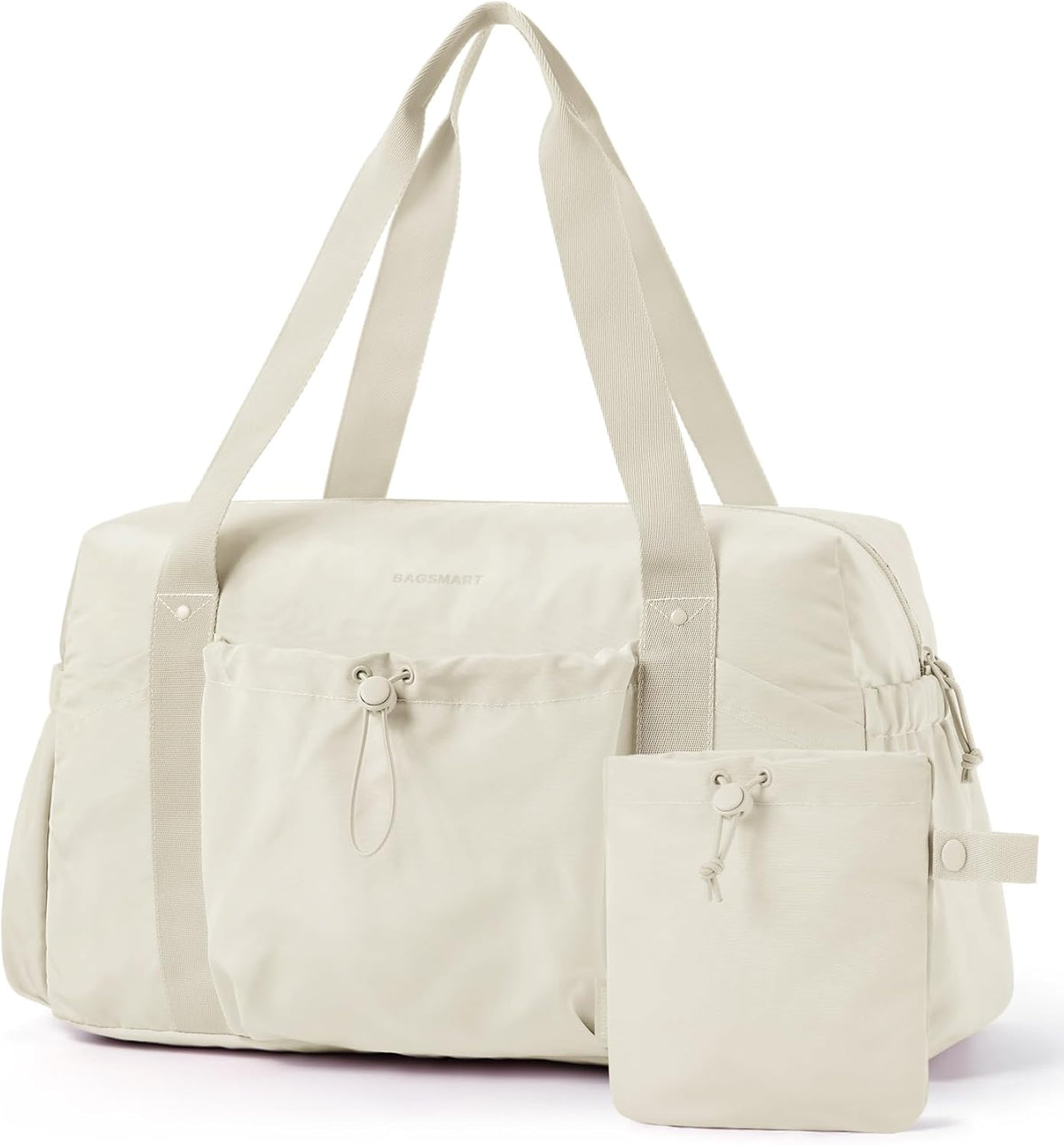 Foldable Travel Duffle Bag for Women, Gym Tote Bag for Sports, 26L Airport Carry On Weekender Overnight Bag for Travel, Travel Accessories(Beige)