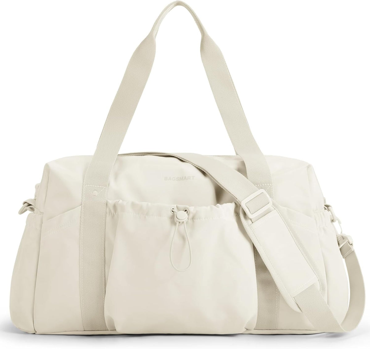 Foldable Travel Duffle Bag for Women, Gym Tote Bag for Sports, 26L Airport Carry On Weekender Overnight Bag for Travel, Travel Accessories(Beige)