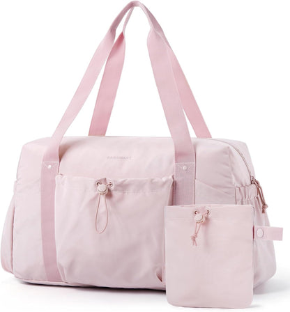 Foldable Travel Duffle Bag for Women, Gym Tote Bag for Sports, 26L Airport Carry On Weekender Overnight Bag for Travel, Travel Accessories(Beige)