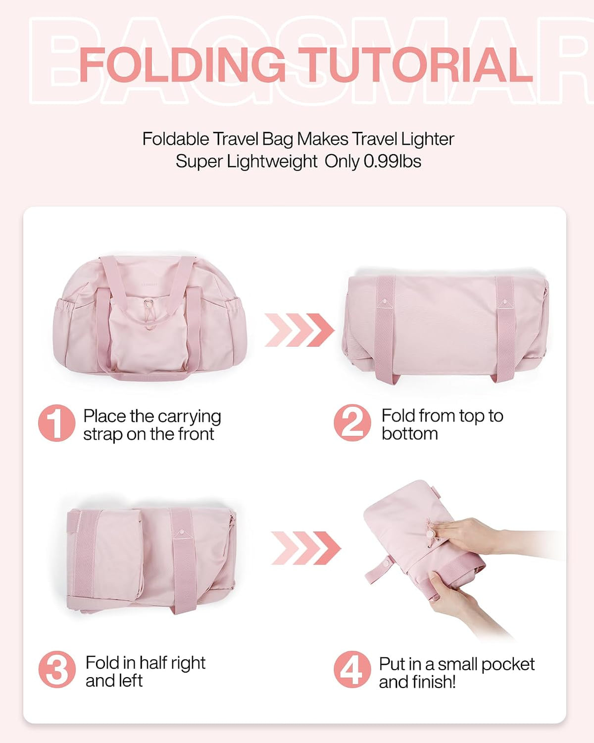Foldable Travel Duffle Bag for Women, Gym Tote Bag for Sports, 26L Airport Carry On Weekender Overnight Bag for Travel, Travel Accessories(Beige)
