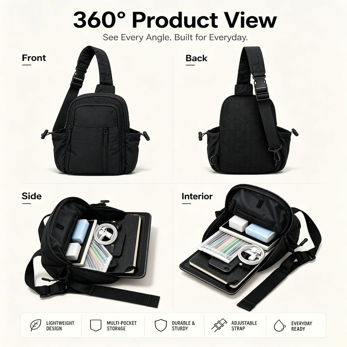 Small Sling Bag for Women, Puffer Crossbody Bag Purses Hobo Handbag Fanny Packs for Travel Hiking with Card Slots