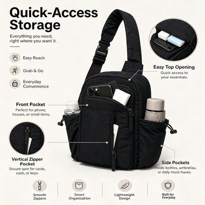 Small Sling Bag for Women, Puffer Crossbody Bag Purses Hobo Handbag Fanny Packs for Travel Hiking with Card Slots
