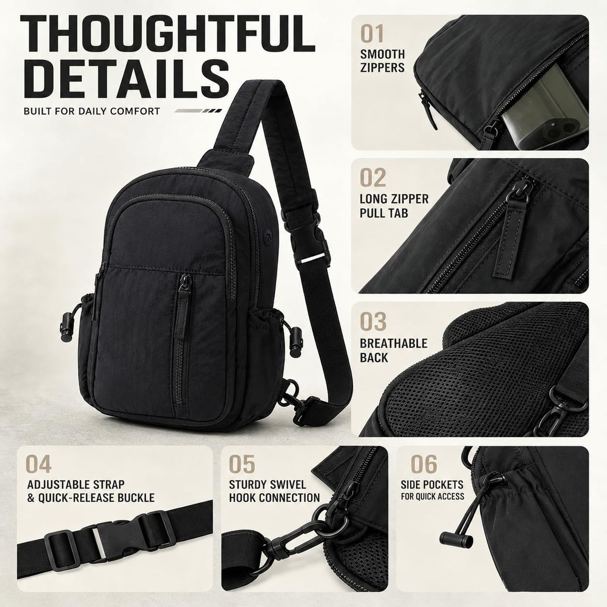 Small Sling Bag for Women, Puffer Crossbody Bag Purses Hobo Handbag Fanny Packs for Travel Hiking with Card Slots