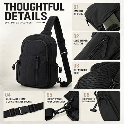 Small Sling Bag for Women, Puffer Crossbody Bag Purses Hobo Handbag Fanny Packs for Travel Hiking with Card Slots