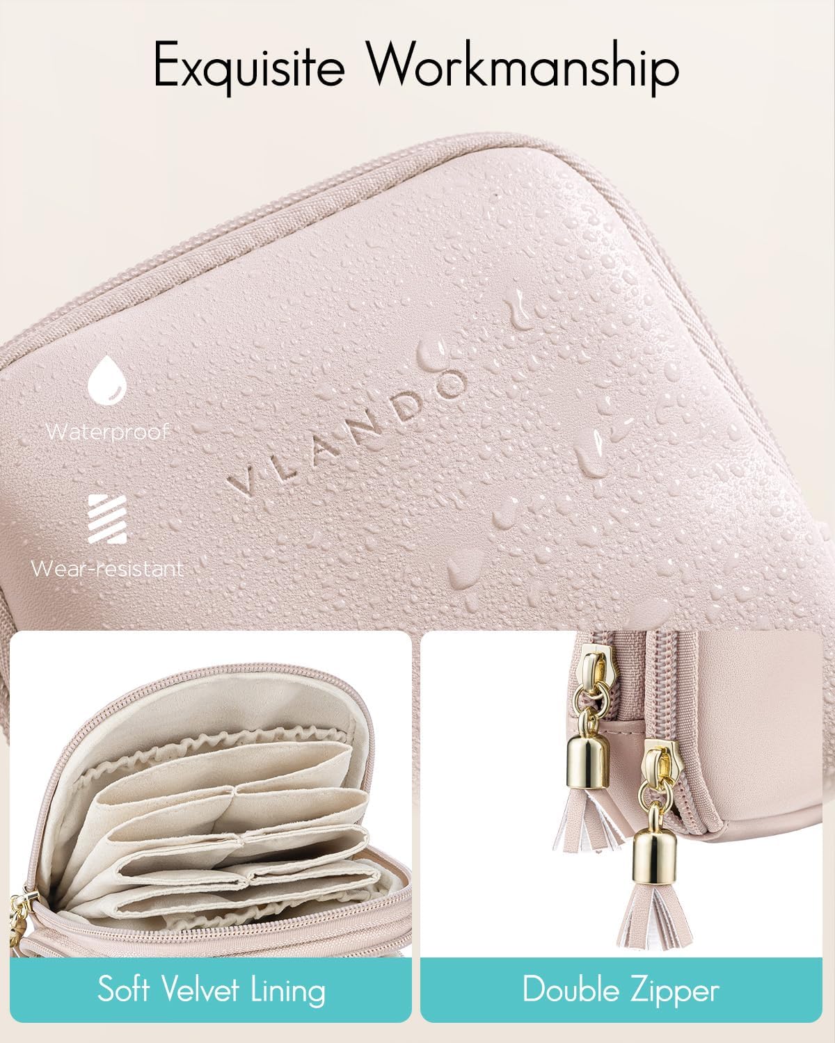 2-Layer Travel Jewelry Case for Necklaces,Rings,Earrings | Storage with Velvet Lining,Keeps Small Jewelry Separated for Travel,Carry-On Totes,Daily Use,Toffee