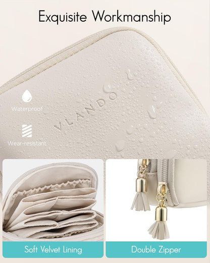 2-Layer Travel Jewelry Case for Necklaces,Rings,Earrings | Storage with Velvet Lining,Keeps Small Jewelry Separated for Travel,Carry-On Totes,Daily Use,Toffee