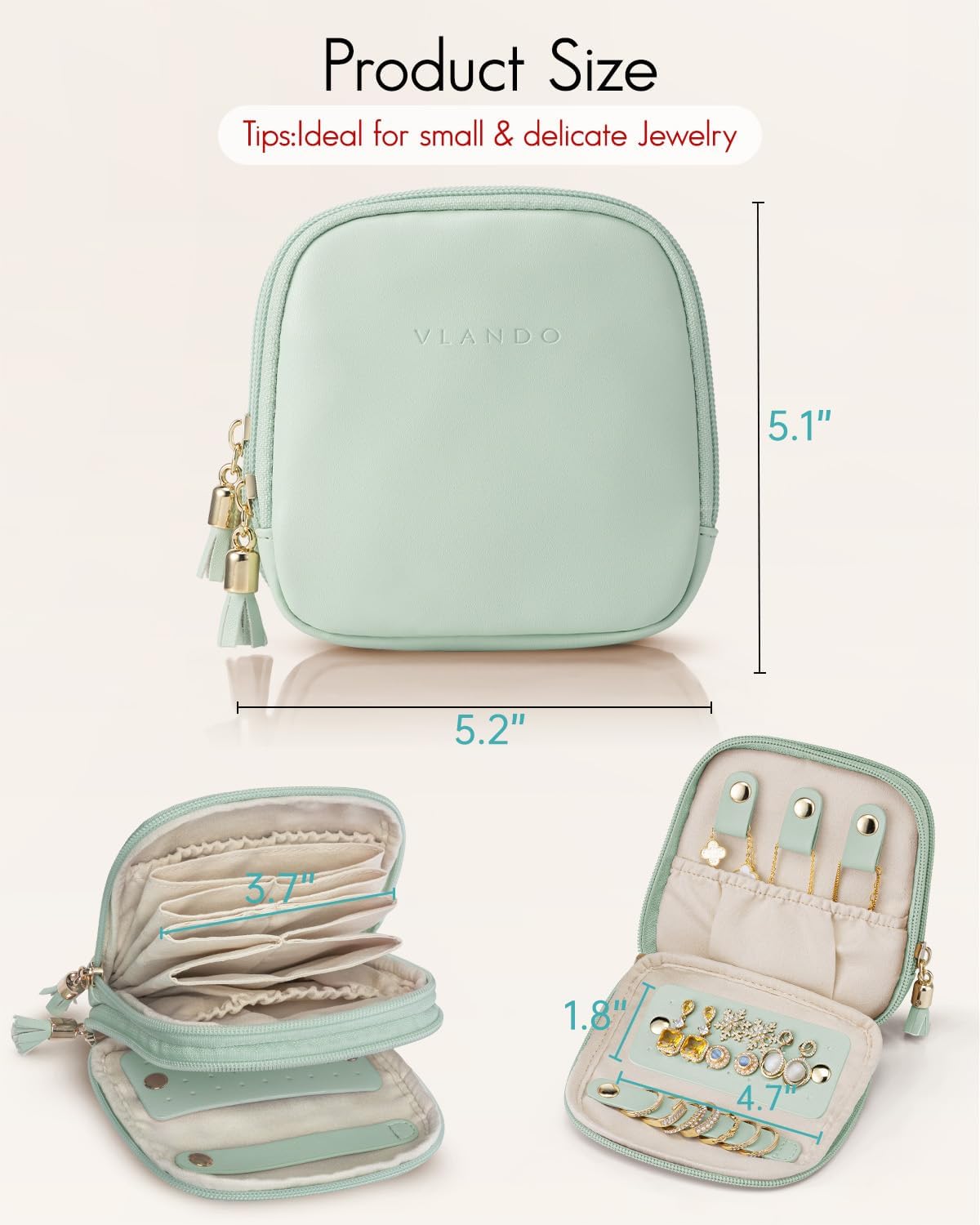 2-Layer Travel Jewelry Case for Necklaces,Rings,Earrings | Storage with Velvet Lining,Keeps Small Jewelry Separated for Travel,Carry-On Totes,Daily Use,Toffee