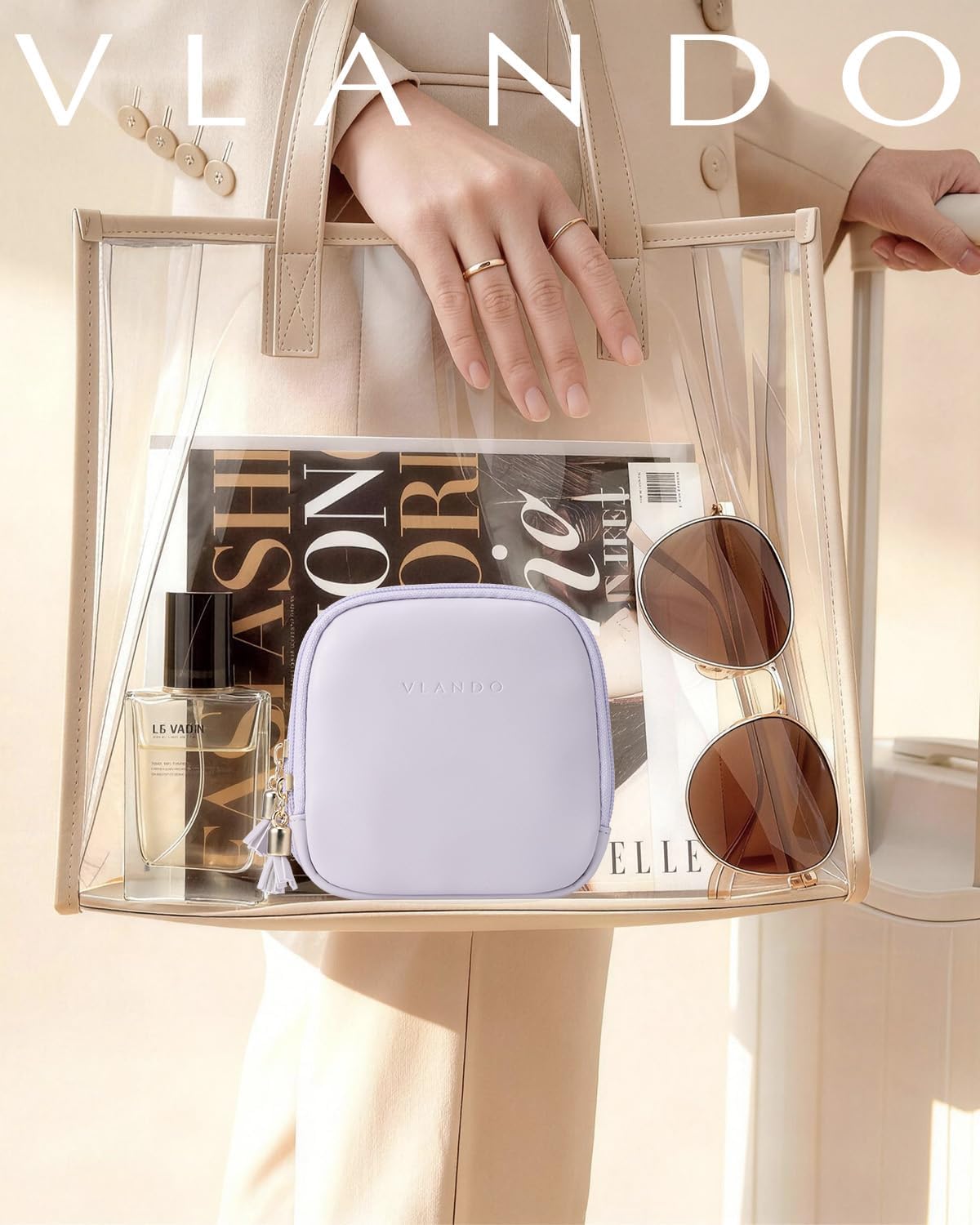 2-Layer Travel Jewelry Case for Necklaces,Rings,Earrings | Storage with Velvet Lining,Keeps Small Jewelry Separated for Travel,Carry-On Totes,Daily Use,Toffee