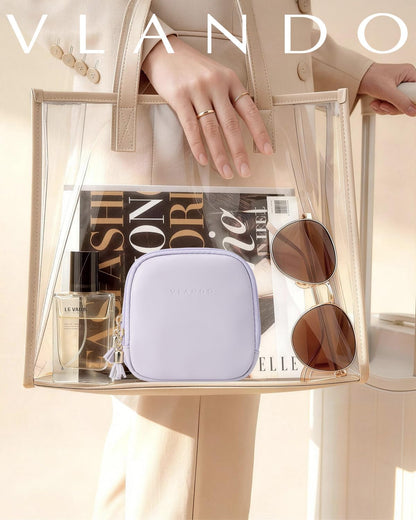 2-Layer Travel Jewelry Case for Necklaces,Rings,Earrings | Storage with Velvet Lining,Keeps Small Jewelry Separated for Travel,Carry-On Totes,Daily Use,Toffee