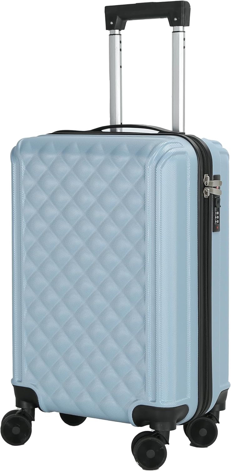 20 Inch Carry On Luggage with Wheels, Hard Shell Carry On Suitcase, Spinner Rolling Luggage with TSA Lock and Telescopic Handle for Travel and Business (Blue)