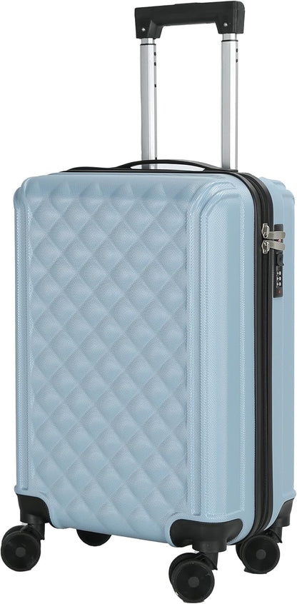 20 Inch Carry On Luggage with Wheels, Hard Shell Carry On Suitcase, Spinner Rolling Luggage with TSA Lock and Telescopic Handle for Travel and Business (Blue)