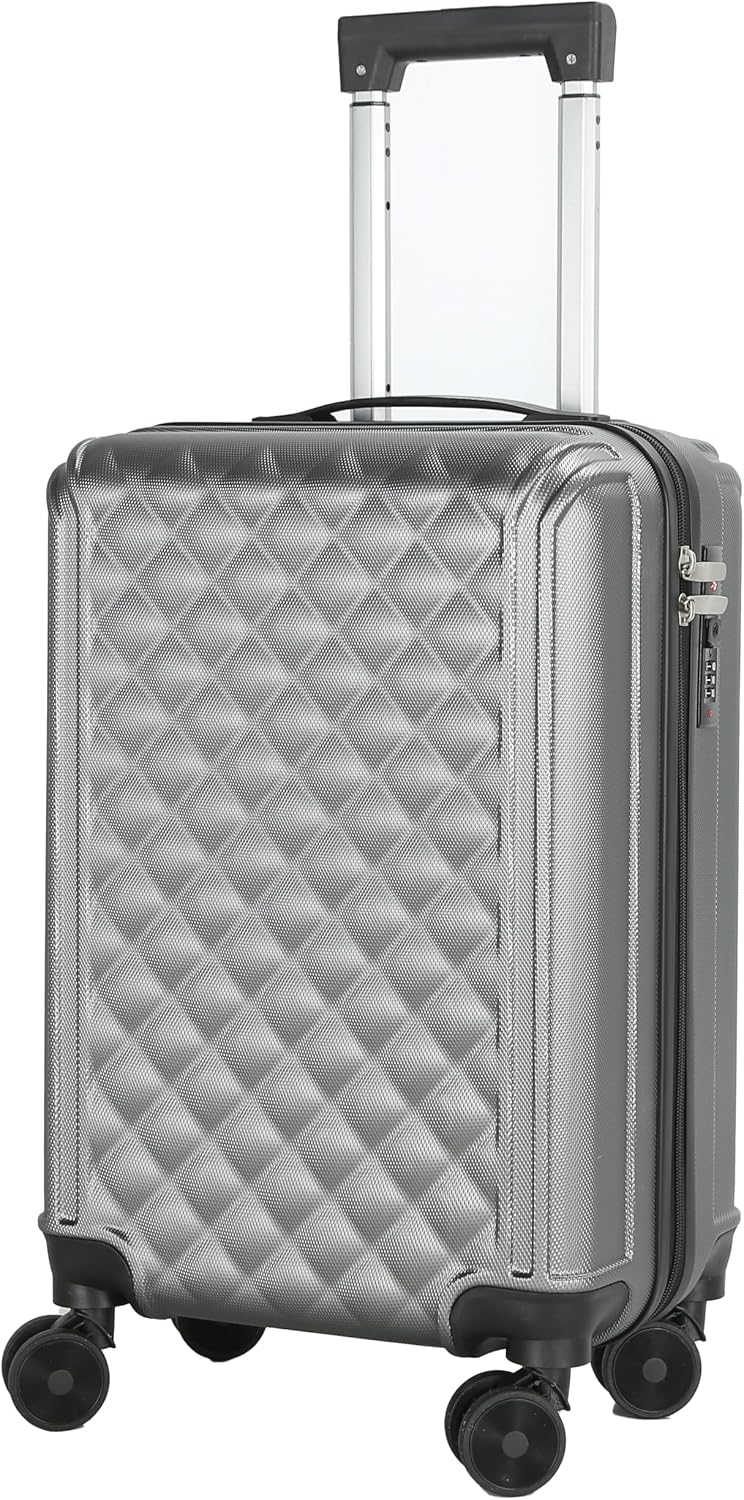 20 Inch Carry On Luggage with Wheels, Hard Shell Carry On Suitcase, Spinner Rolling Luggage with TSA Lock and Telescopic Handle for Travel and Business (Blue)