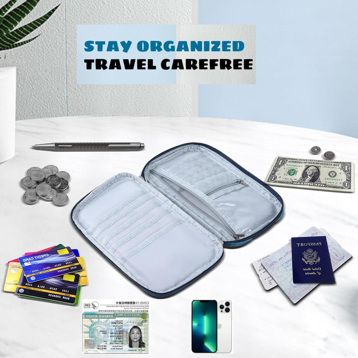 Amazing practical,Passport Holder Family, Women Rfid BlockingWallet, Travel Wallets, Waterproof Passport Holders Bag for Men Traveling, Travel Document Organizer Credit Cards Case (Gray)