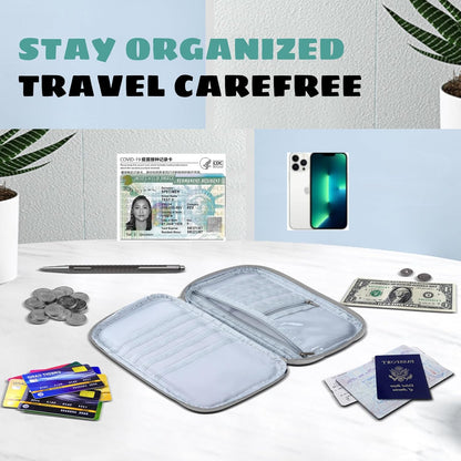 Amazing practical,Passport Holder Family, Women Rfid BlockingWallet, Travel Wallets, Waterproof Passport Holders Bag for Men Traveling, Travel Document Organizer Credit Cards Case (Gray)