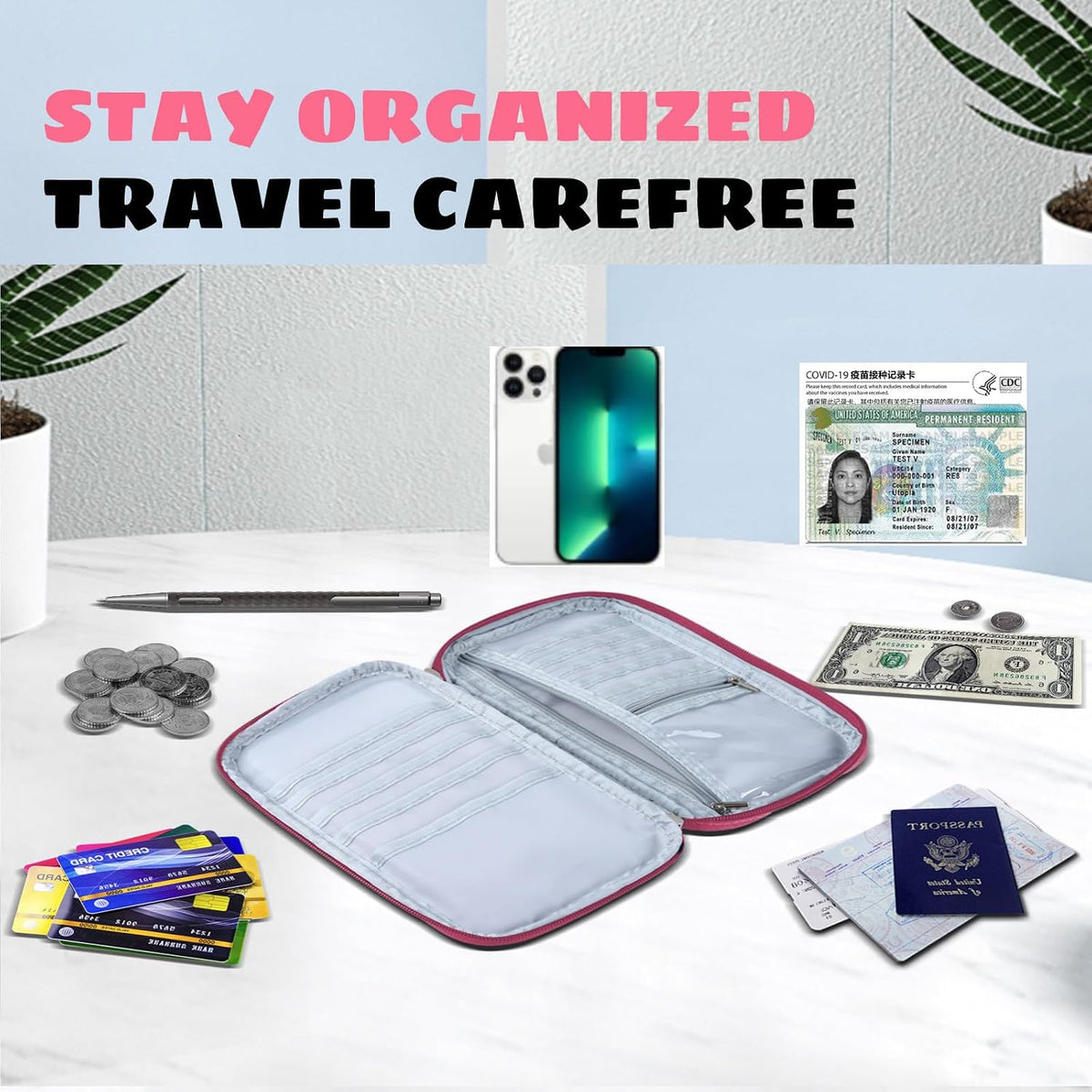 Amazing practical,Passport Holder Family, Women Rfid BlockingWallet, Travel Wallets, Waterproof Passport Holders Bag for Men Traveling, Travel Document Organizer Credit Cards Case (Gray)