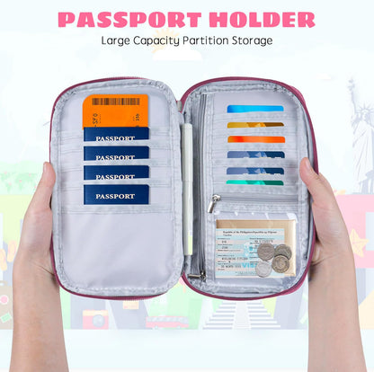 Amazing practical,Passport Holder Family, Women Rfid BlockingWallet, Travel Wallets, Waterproof Passport Holders Bag for Men Traveling, Travel Document Organizer Credit Cards Case (Gray)