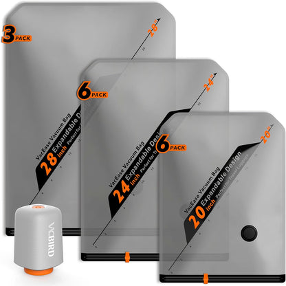 Rechargeable Wireless Pump Travel Storage Bags Set - Portable Space Saver Bags for Travel & Home - Vacuum Compression Packing Seal for Clothes, Blankets, Seasonal Storage 15 Combo Set