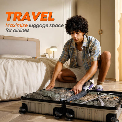 Rechargeable Wireless Pump Travel Storage Bags Set - Portable Space Saver Bags for Travel & Home - Vacuum Compression Packing Seal for Clothes, Blankets, Seasonal Storage 15 Combo Set