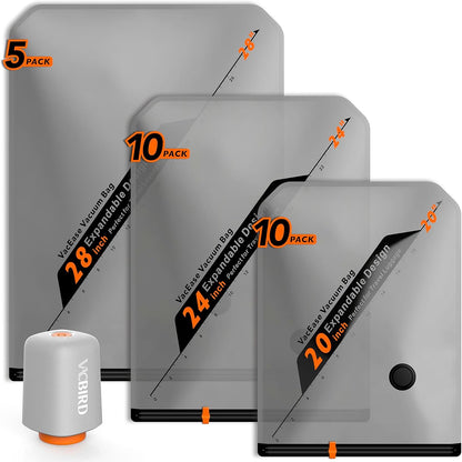 Rechargeable Wireless Pump Travel Storage Bags Set - Portable Space Saver Bags for Travel & Home - Vacuum Compression Packing Seal for Clothes, Blankets, Seasonal Storage 15 Combo Set