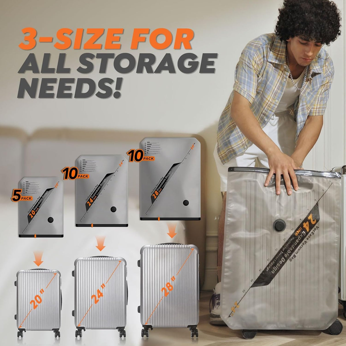 Rechargeable Wireless Pump Travel Storage Bags Set - Portable Space Saver Bags for Travel & Home - Vacuum Compression Packing Seal for Clothes, Blankets, Seasonal Storage 15 Combo Set