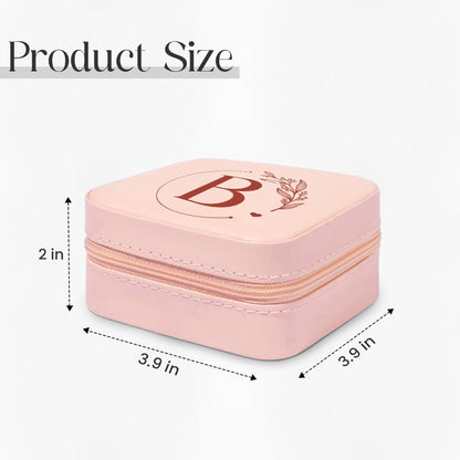 Personalized Jewelry Box, Pink Travel Jewelry Box with Initial M, Small Monogrammed Jewelry Case Organizer for Girls Women Teen Kids, Mini Travel Essentials Gifts for Birthday Christmas