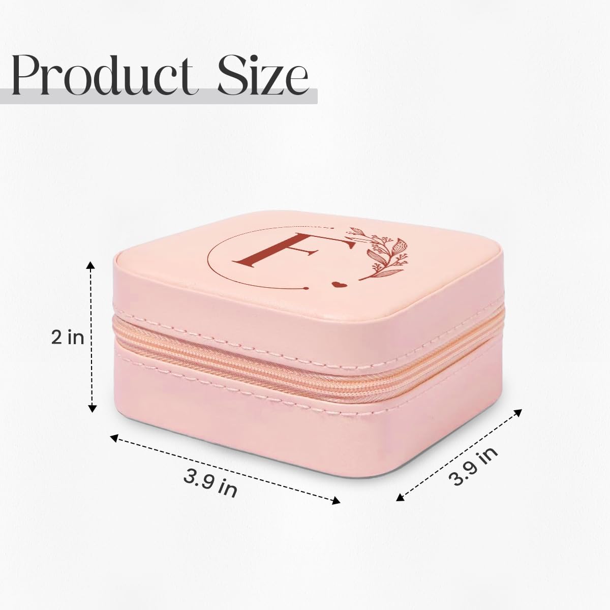 Personalized Jewelry Box, Pink Travel Jewelry Box with Initial M, Small Monogrammed Jewelry Case Organizer for Girls Women Teen Kids, Mini Travel Essentials Gifts for Birthday Christmas