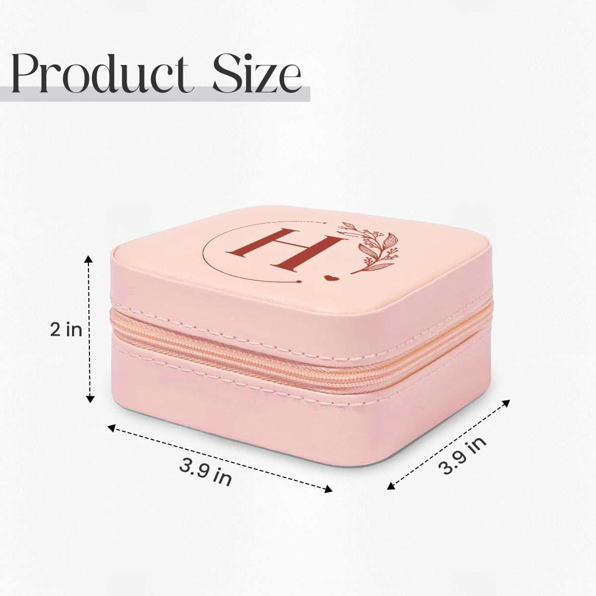 Personalized Jewelry Box, Pink Travel Jewelry Box with Initial M, Small Monogrammed Jewelry Case Organizer for Girls Women Teen Kids, Mini Travel Essentials Gifts for Birthday Christmas