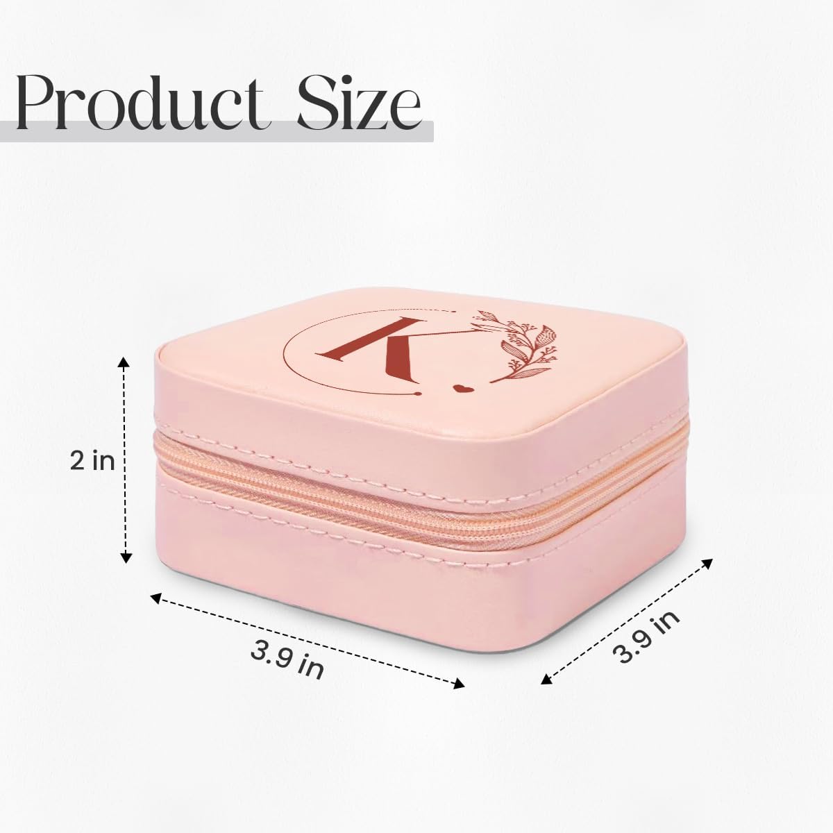 Personalized Jewelry Box, Pink Travel Jewelry Box with Initial M, Small Monogrammed Jewelry Case Organizer for Girls Women Teen Kids, Mini Travel Essentials Gifts for Birthday Christmas