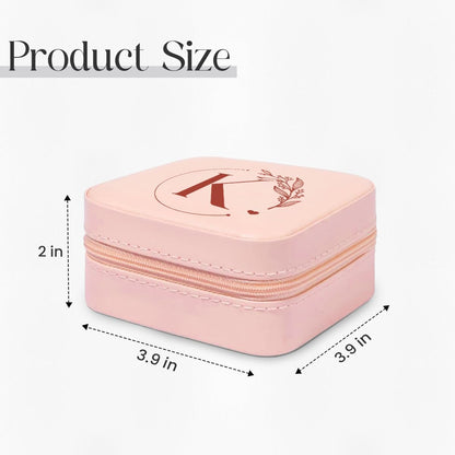 Personalized Jewelry Box, Pink Travel Jewelry Box with Initial M, Small Monogrammed Jewelry Case Organizer for Girls Women Teen Kids, Mini Travel Essentials Gifts for Birthday Christmas