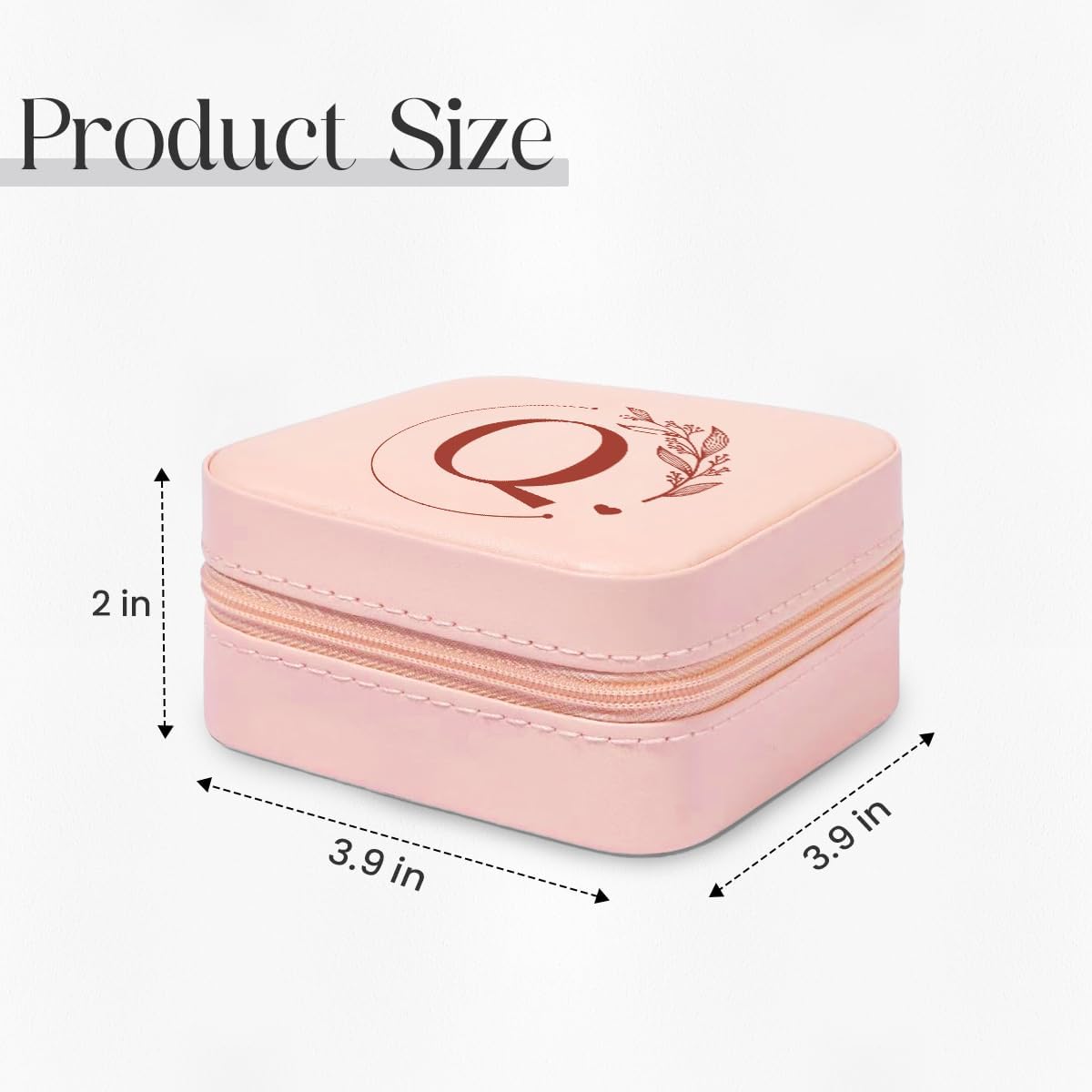 Personalized Jewelry Box, Pink Travel Jewelry Box with Initial M, Small Monogrammed Jewelry Case Organizer for Girls Women Teen Kids, Mini Travel Essentials Gifts for Birthday Christmas