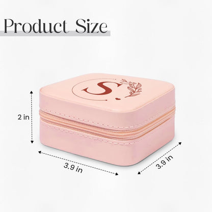 Personalized Jewelry Box, Pink Travel Jewelry Box with Initial M, Small Monogrammed Jewelry Case Organizer for Girls Women Teen Kids, Mini Travel Essentials Gifts for Birthday Christmas
