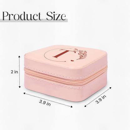 Personalized Jewelry Box, Pink Travel Jewelry Box with Initial M, Small Monogrammed Jewelry Case Organizer for Girls Women Teen Kids, Mini Travel Essentials Gifts for Birthday Christmas