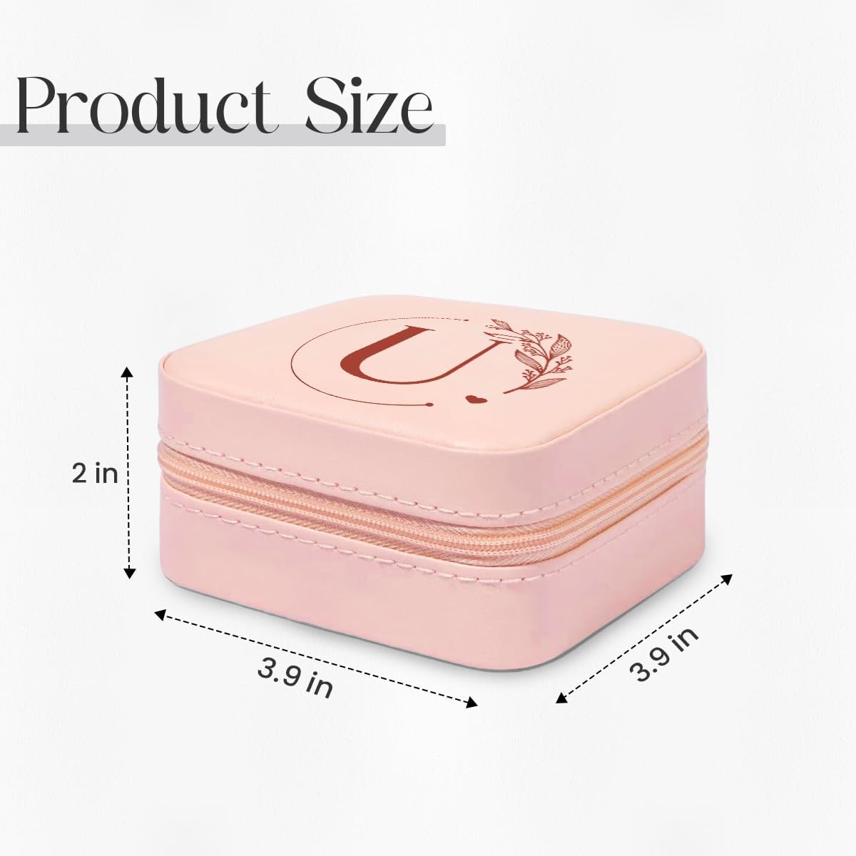 Personalized Jewelry Box, Pink Travel Jewelry Box with Initial M, Small Monogrammed Jewelry Case Organizer for Girls Women Teen Kids, Mini Travel Essentials Gifts for Birthday Christmas