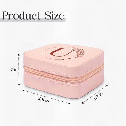 Personalized Jewelry Box, Pink Travel Jewelry Box with Initial M, Small Monogrammed Jewelry Case Organizer for Girls Women Teen Kids, Mini Travel Essentials Gifts for Birthday Christmas