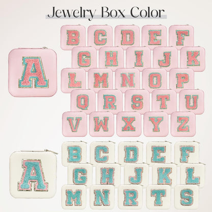 Personalized Jewelry Box, Pink Travel Jewelry Box with Initial M, Small Monogrammed Jewelry Case Organizer for Girls Women Teen Kids, Mini Travel Essentials Gifts for Birthday Christmas