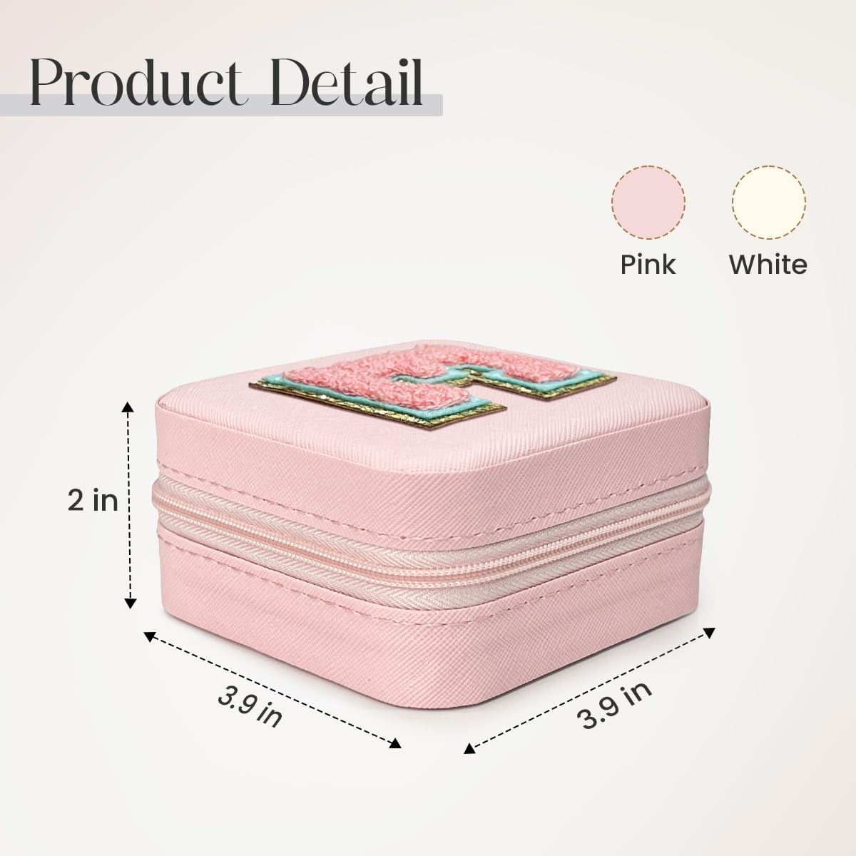 Personalized Jewelry Box, Pink Travel Jewelry Box with Initial M, Small Monogrammed Jewelry Case Organizer for Girls Women Teen Kids, Mini Travel Essentials Gifts for Birthday Christmas