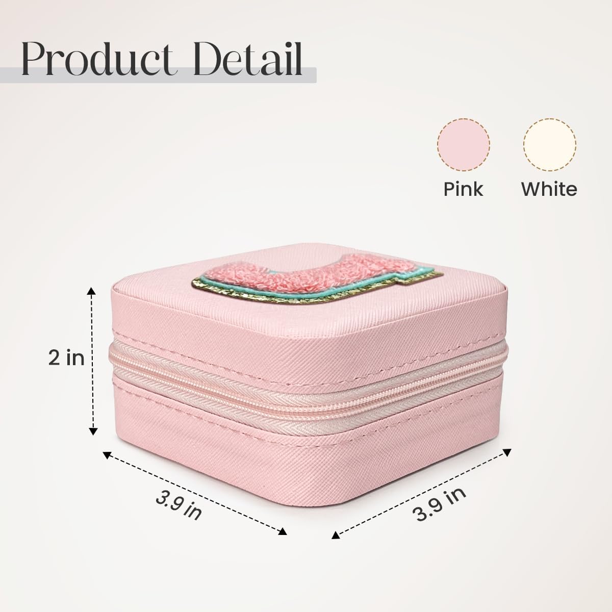 Personalized Jewelry Box, Pink Travel Jewelry Box with Initial M, Small Monogrammed Jewelry Case Organizer for Girls Women Teen Kids, Mini Travel Essentials Gifts for Birthday Christmas
