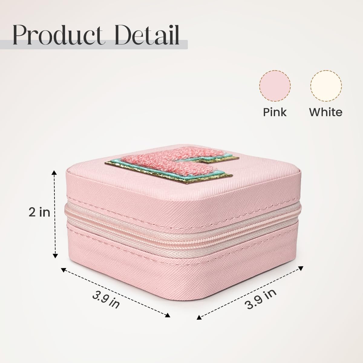 Personalized Jewelry Box, Pink Travel Jewelry Box with Initial M, Small Monogrammed Jewelry Case Organizer for Girls Women Teen Kids, Mini Travel Essentials Gifts for Birthday Christmas