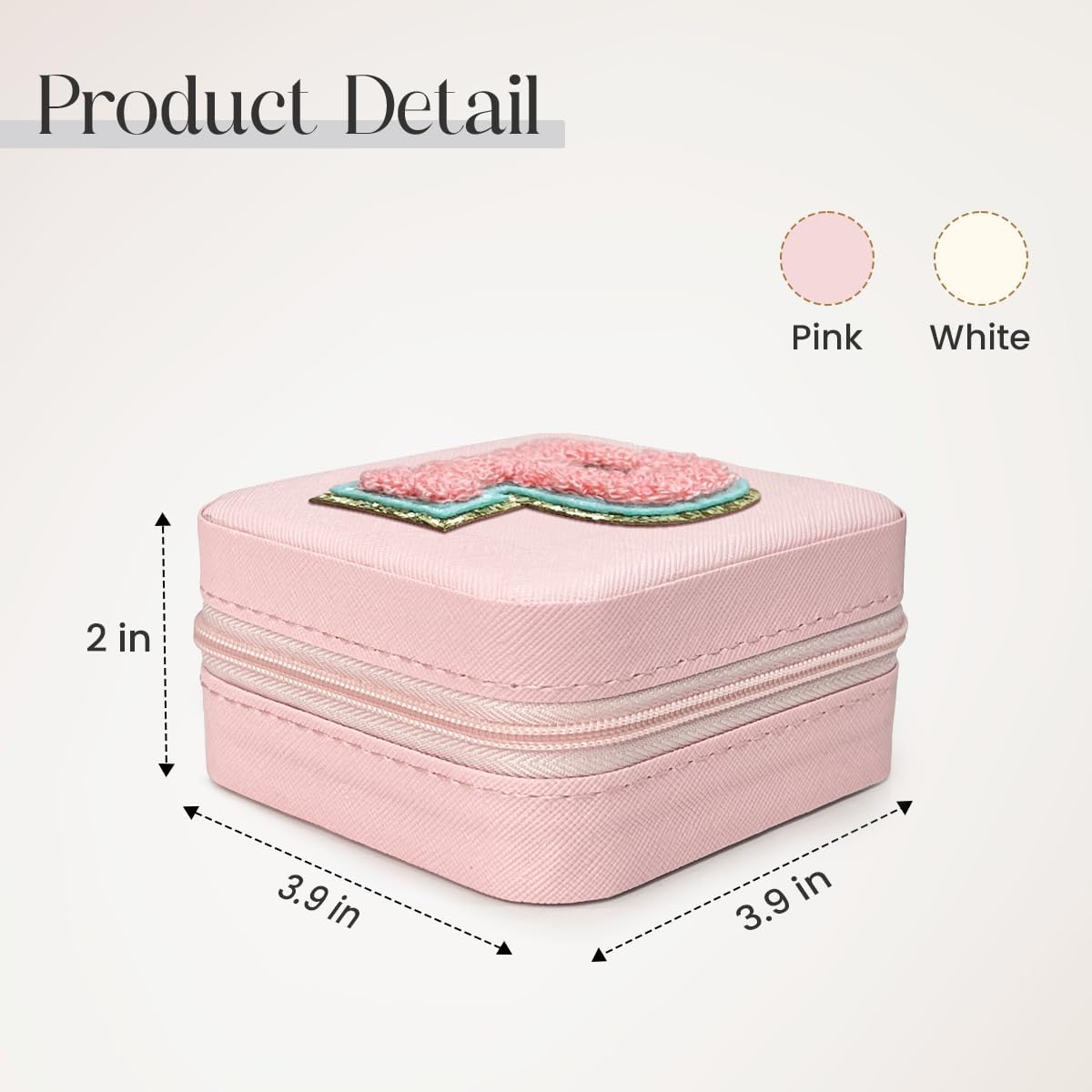 Personalized Jewelry Box, Pink Travel Jewelry Box with Initial M, Small Monogrammed Jewelry Case Organizer for Girls Women Teen Kids, Mini Travel Essentials Gifts for Birthday Christmas