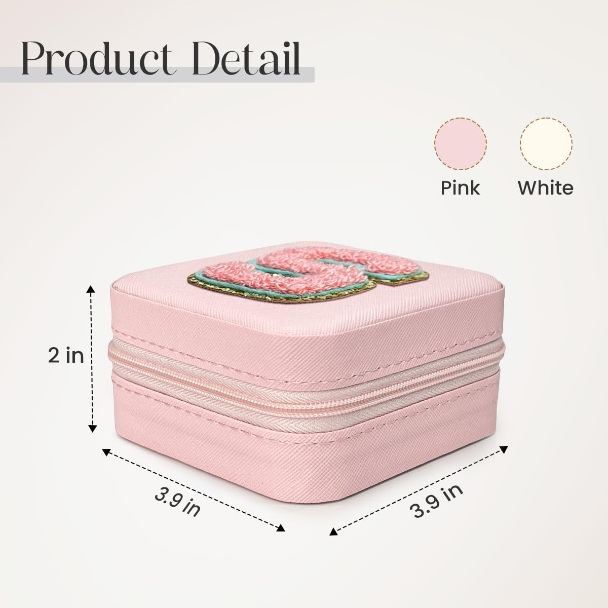 Personalized Jewelry Box, Pink Travel Jewelry Box with Initial M, Small Monogrammed Jewelry Case Organizer for Girls Women Teen Kids, Mini Travel Essentials Gifts for Birthday Christmas