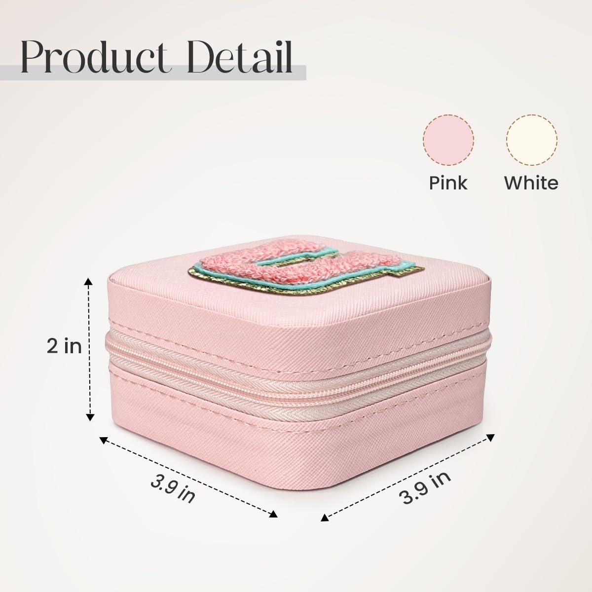 Personalized Jewelry Box, Pink Travel Jewelry Box with Initial M, Small Monogrammed Jewelry Case Organizer for Girls Women Teen Kids, Mini Travel Essentials Gifts for Birthday Christmas