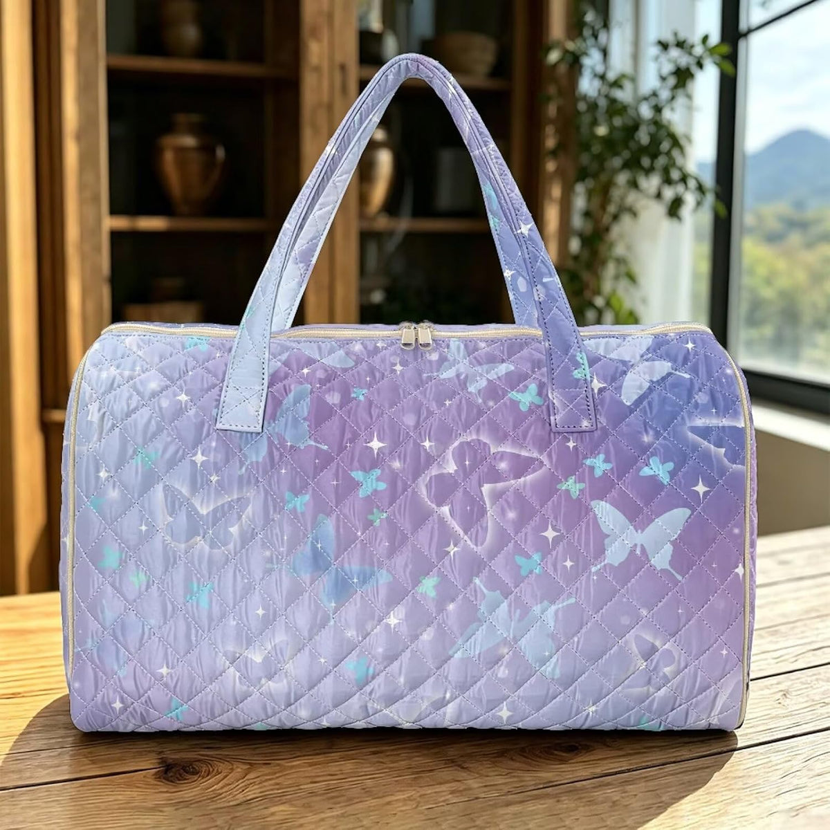 Bow Desgin Quilted Gym Bag For Women Travel Sport Tote Shoulder Bag - Colors A