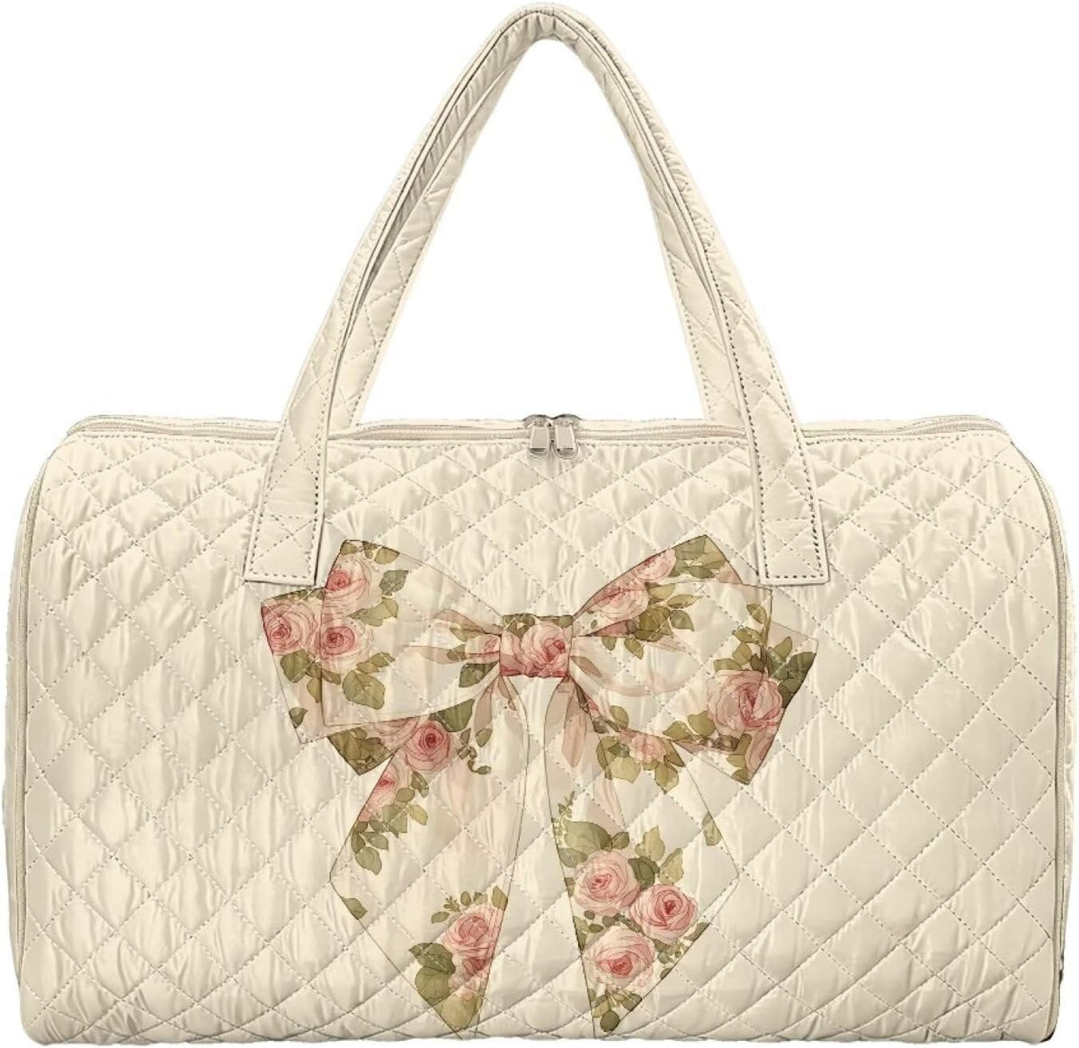 Bow Desgin Quilted Gym Bag For Women Travel Sport Tote Shoulder Bag - Colors A