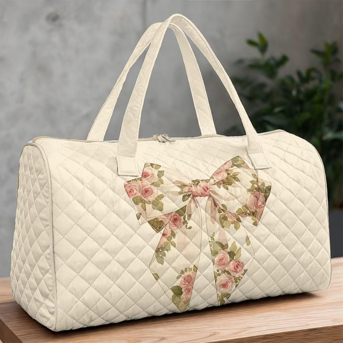 Bow Desgin Quilted Gym Bag For Women Travel Sport Tote Shoulder Bag - Colors A