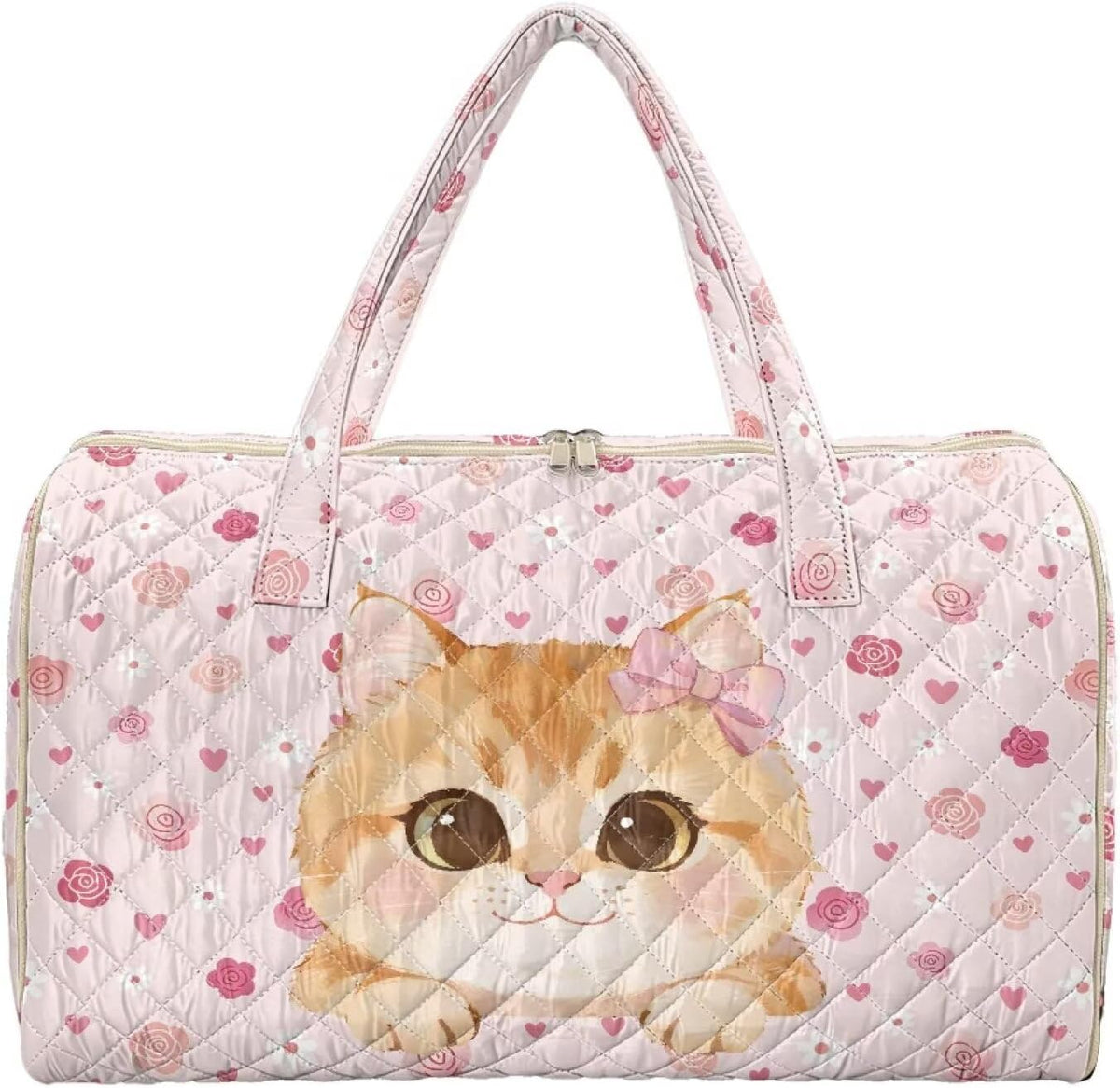 Bow Desgin Quilted Gym Bag For Women Travel Sport Tote Shoulder Bag - Colors A