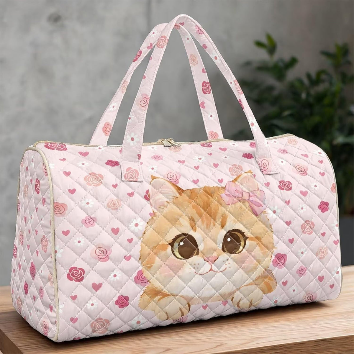 Bow Desgin Quilted Gym Bag For Women Travel Sport Tote Shoulder Bag - Colors A