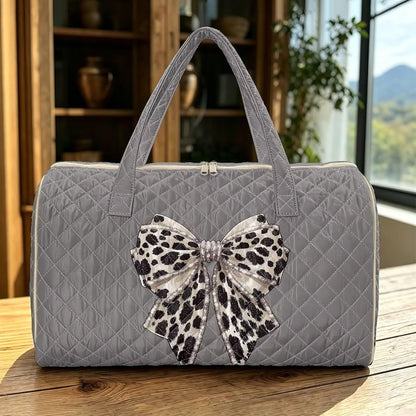 Bow Desgin Quilted Gym Bag For Women Travel Sport Tote Shoulder Bag - Colors A