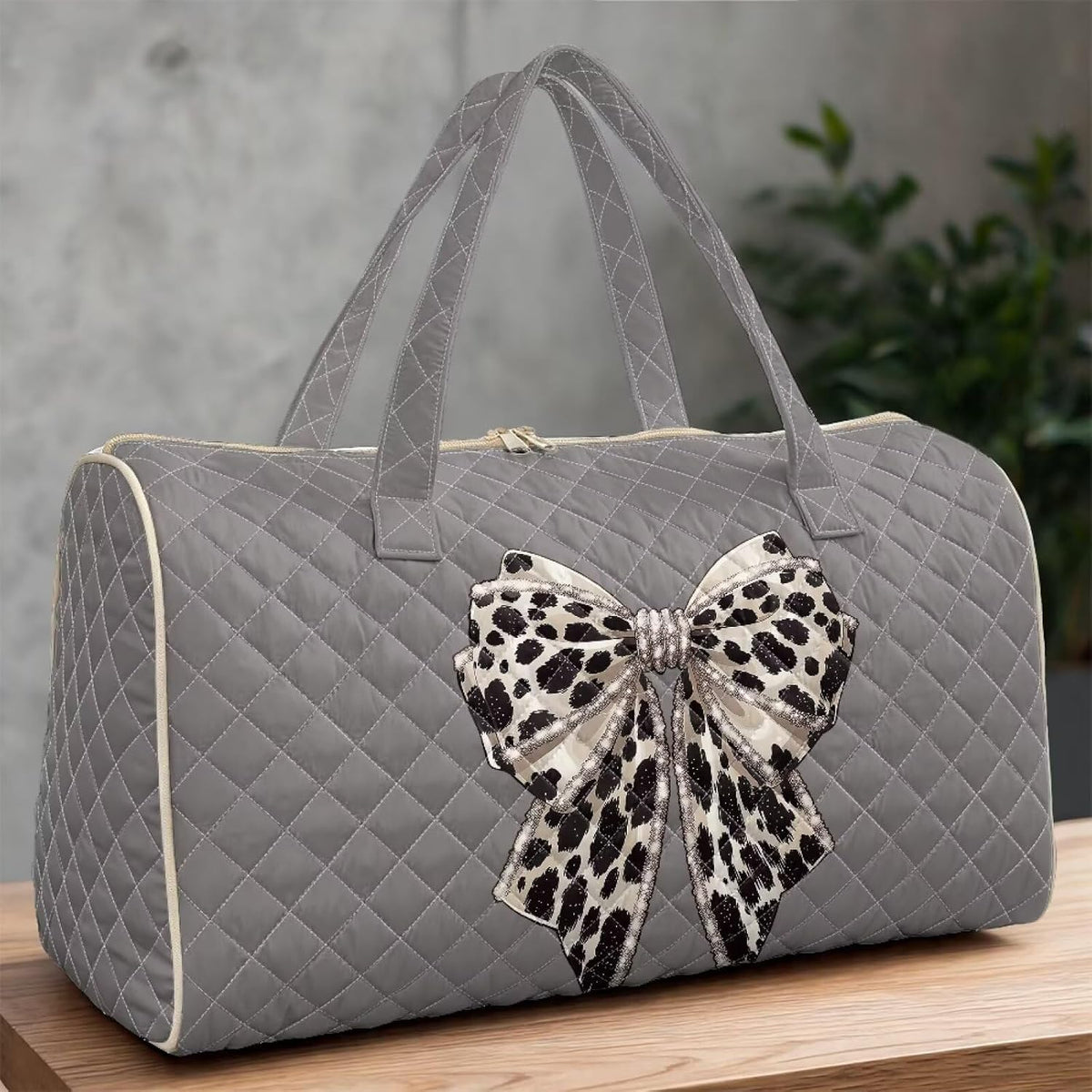 Bow Desgin Quilted Gym Bag For Women Travel Sport Tote Shoulder Bag - Colors A
